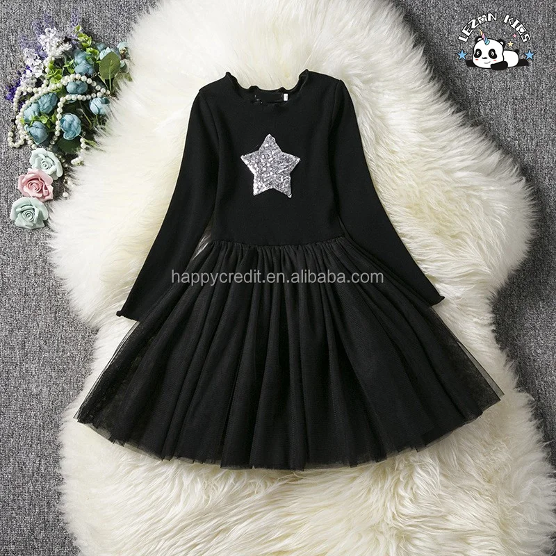 LEZONKIDS - 2023 high quality long sleeve custom sequin tulle dresses for girls 5 to 10 years